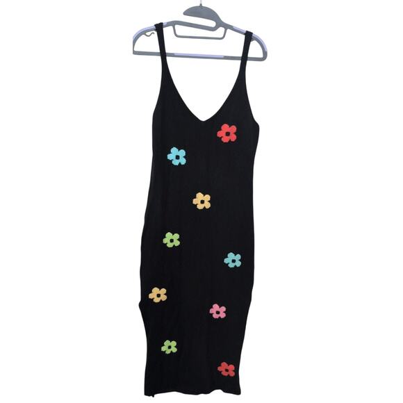Cider Black Floral Knit Dress – Size LArge - Picture 2 of 3